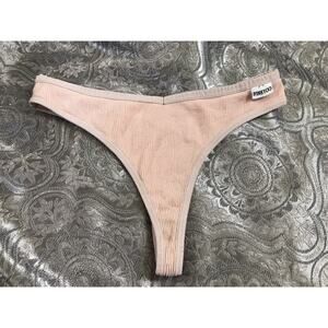 FINETOO Pink Ribbed Bikini Thong Panties Women’s Small Undewear